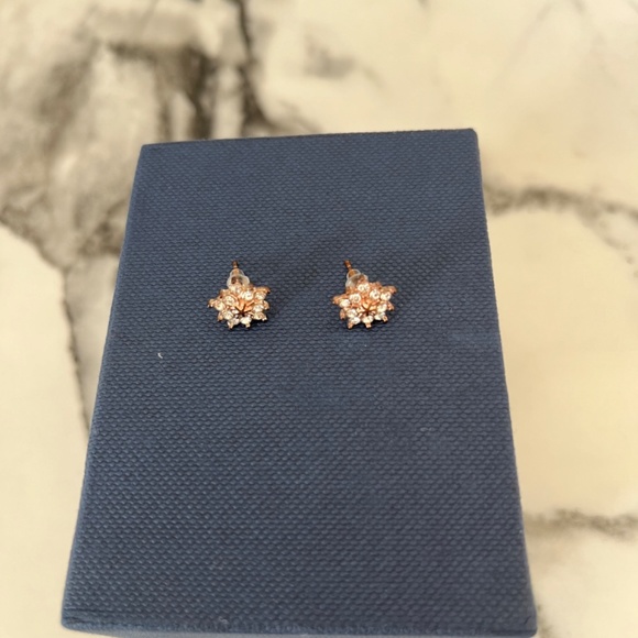 Rose Gold Crystal Stud Flower Earrings - Picture 3 of 4